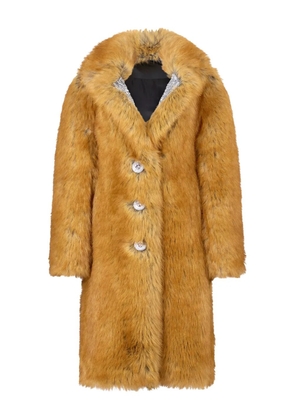 Rabanne embellished-lapel fur coat - Yellow