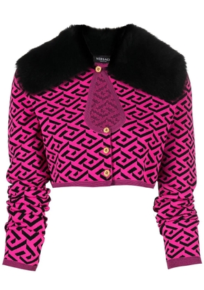 Versace embroidered cropped cardigan - Black