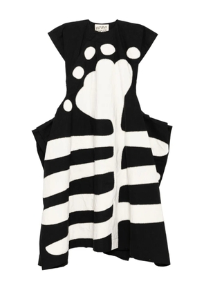 Kinyan Lam applique hand embroidery slant collar dress - Blue