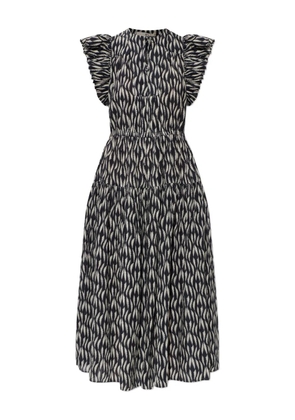Ulla Johnson Kairi ruffled print midi dress - Black