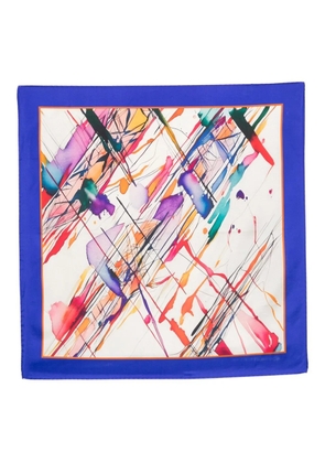 D'aniello abstract-print silk scarf - Blue