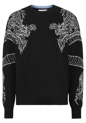 Philipp Plein Dragon-embroidered jumper - Black