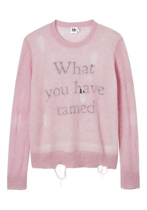 b+ab distressed-details crew-neck sweater - Pink