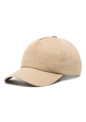 Saint Laurent logo-embroidered baseball cap - Neutrals