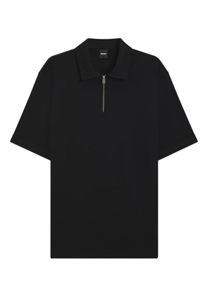 BOSS zip-neck polo shirt - Black