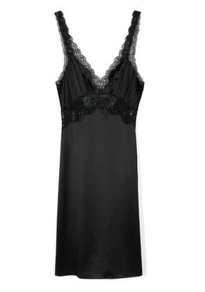 Saint Laurent lace-panel midi dress - Black