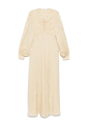 Chloé floral-jacquard ruched midi dress - Neutrals