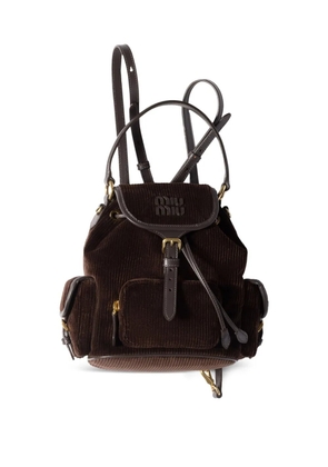 Miu Miu medium corduroy cotton backpack - Brown