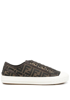 FENDI jacquard-logo low-top sneakers - Brown