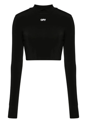 Off-White logo-print cropped T-shirt - Black