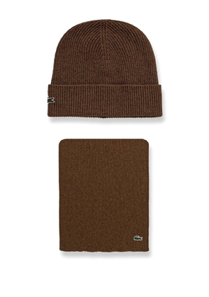 Lacoste crocodile-appliqué beanie (set of two) - Brown