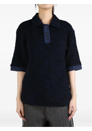 COMMUNS textured knit polo shirt - Blue