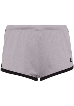 Courrèges Contrast cotton mini shorts - Grey