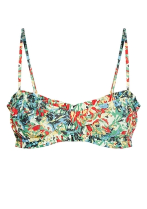 GANNI ruffle-trim bandeau top - Blue