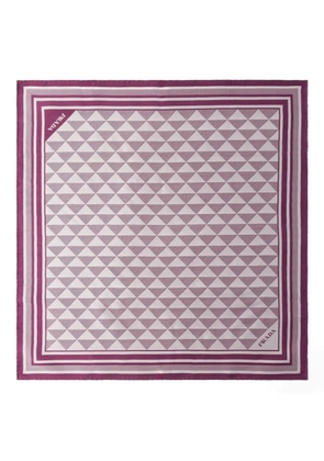 Prada symbole-pattern silk scarf - Purple