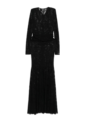 Norma Kamali long sleeve v-neck maxi dress - Black