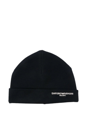 Emporio Armani logo-embroidered beanie - Blue