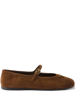 Prada embellished Mary Jane ballet flats - Brown