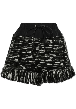 sacai fringed-edge knitted shorts - Black