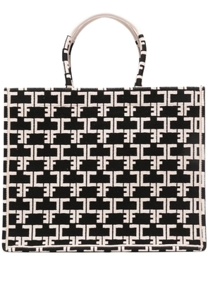 Elisabetta Franchi large Monogram tote bag - Black