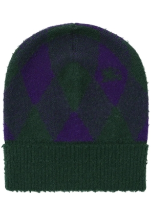 Burberry argyle intarsia-knit wool beanie - Green