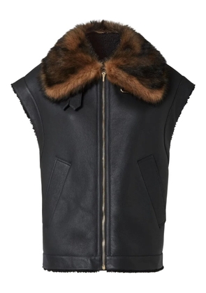 FENDI fur-collar zip gilet - Black
