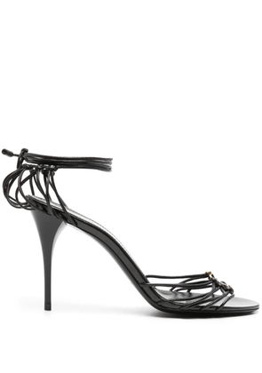 Saint Laurent 90mm Babylone Cassandre-plaque leather sandals - Black