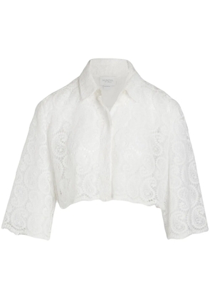 Giambattista Valli paisley-pattern macramé cropped blouse - White