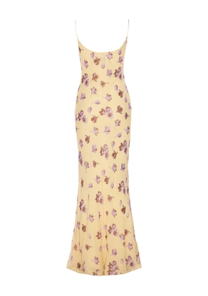 Self-Portrait floral-print rhinestone maxi dress - Yellow