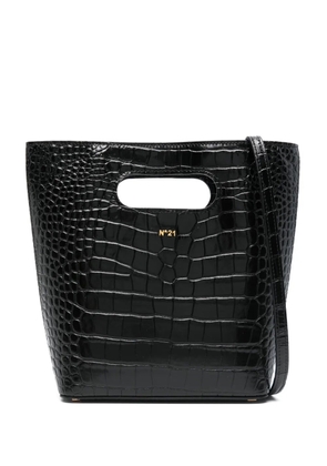 Nº21 crocodile-embossed tote bag - Black