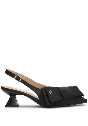 GANNI big bow satin pumps - Black