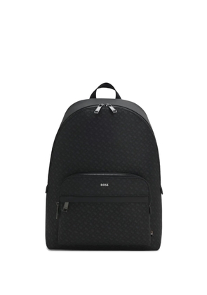 BOSS geometric-pattern zipped-pocket backpack - Black