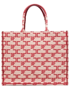 Elisabetta Franchi large monogram-jacquard tote bag - Pink