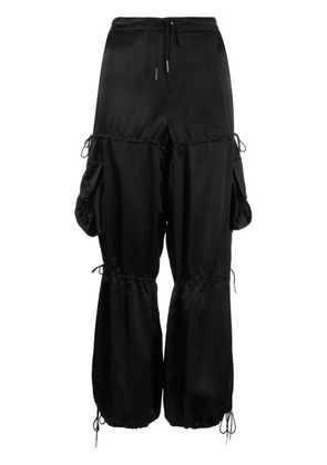 Anna Sui satin-finish pocket straight trousers - Black