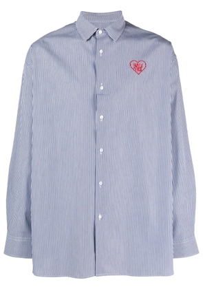Family First embroidered-logo striped shirt - Blue