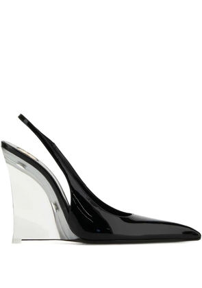 Saint Laurent patent slingback wedge heels - Black