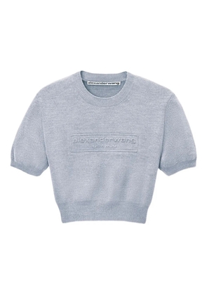 Alexander Wang logo-embossed cropped knit top - Grey