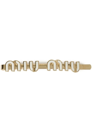 Miu Miu logo-lettering hairclip - Gold