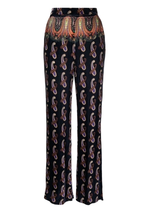 ETRO patterned-jacquard velvet trousers - Blue