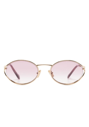 Miu Miu Eyewear logo-plaque oval-frame sunglasses - Gold