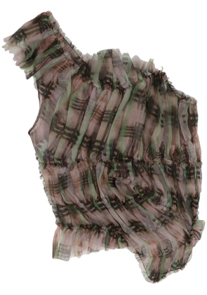 Collina Strada plaid ruffle silk-chiffon top - Pink