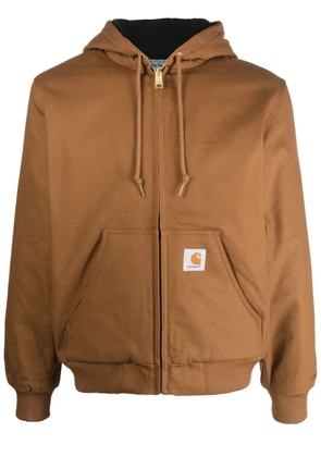 Carhartt WIP logo-patch cotton hooded jacket - Brown