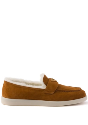 Prada Suede and shearling loafers - Brown