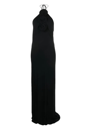 Magda Butrym floral-appliqué halterneck maxi dress - Black