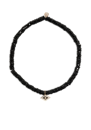 Sydney Evan 14kt yellow gold Groovy Eye onyx beaded bracelet - Black