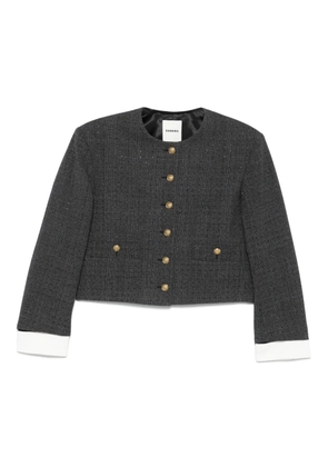 SANDRO check-print cropped jacket - Grey