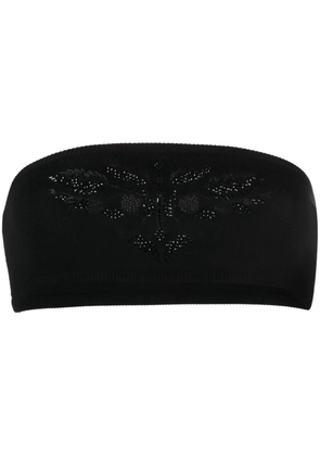 Max Mara floral-embroidered studded cropped top - Black