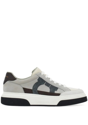 Ferragamo Gancini-embroidered leather sneakers - Grey