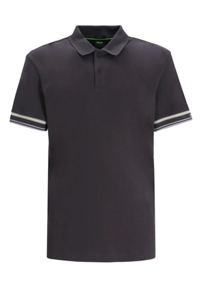 BOSS striped-cuff polo shirt - Grey
