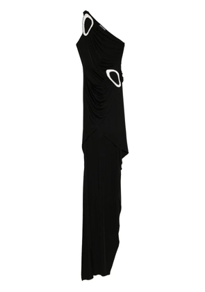 David Koma crystal-buckle asymmetric gown - Black
